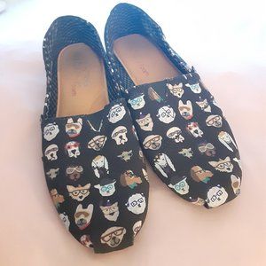 Bob's by Sketchers Dog Print Slip On Shoes with Memory Foam Women Size 8